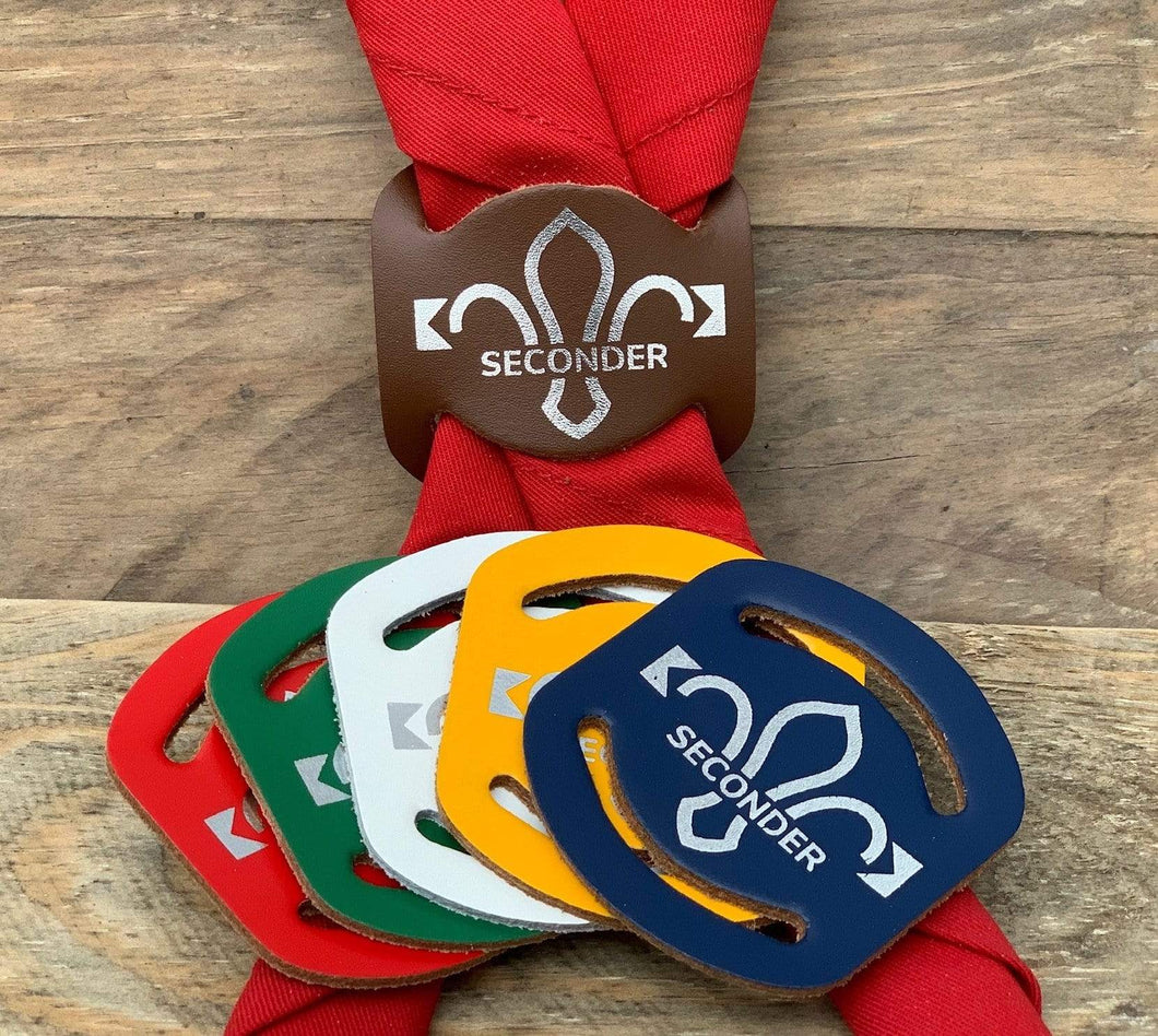 The WoggleMakers Cub Scout Woggle Red Leather Cub Scout Woggle -Fluer De Lis Super 'Seconder' Leather Neck Slide - £2.00 FREE P&P