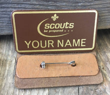 The WoggleMakers Scout Name Badge Personalise Your Own Leather Scout Pin Badge - Made to Order Scout Name Badges - FREE P&P