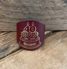 UK Beaver 40th Birthday Leather woggle Maroon with gold print. 