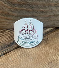 UK Beaver 40th Birthday Leather woggle white with rainbow print. 