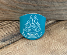 UK Beaver Scout 40th Birthday Turquoise with white print leather scout Woggle. 