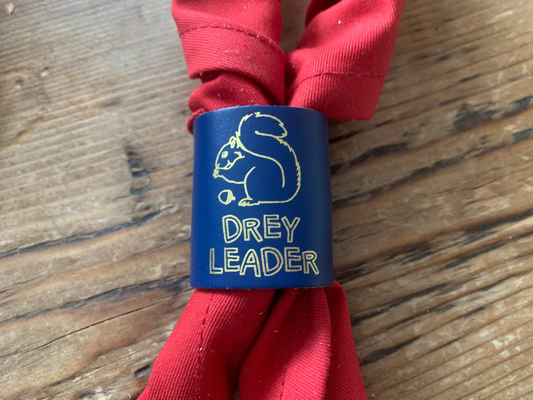Handmade Leather DREY LEADER Scout Woggle|Squirrel UK Scout Association|FREE UK P&P